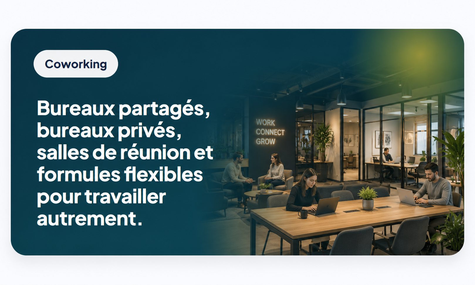 Coworking - Shared offices, private offices, meeting rooms, and flexible workspace packages.