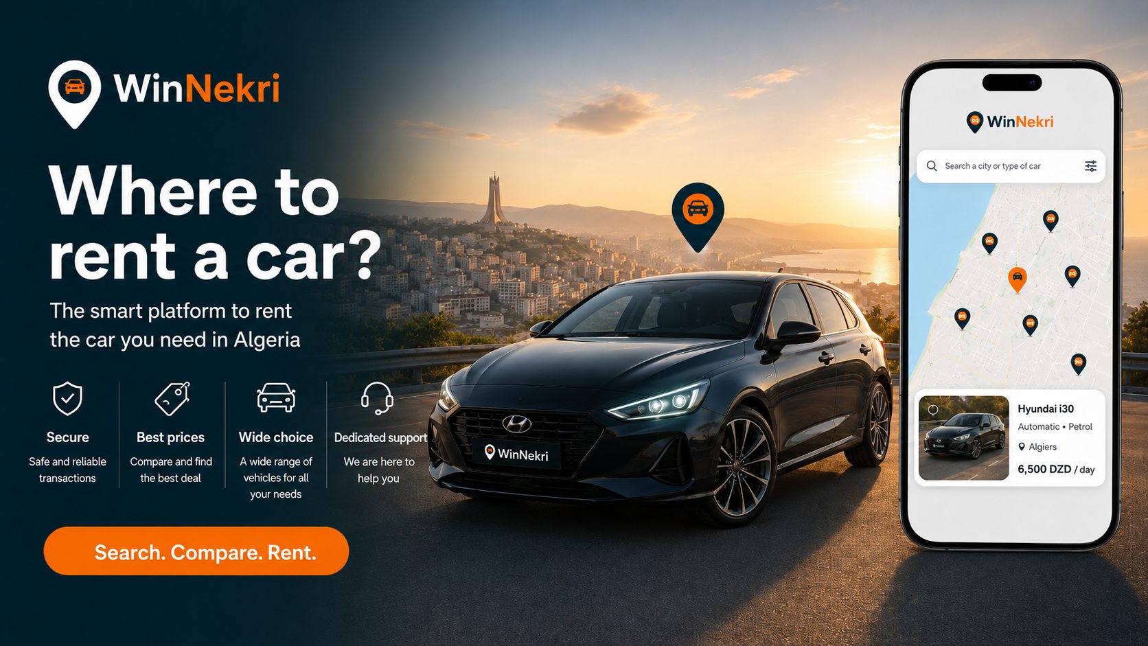 WinNekri car rental platform in Algeria
